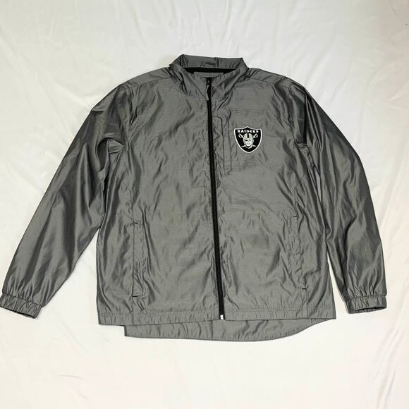 Raiders NFL Jacket G-III Windbreaker XL Gray Full Zip Lightweight Mesh Lined - Picture 3 of 13
